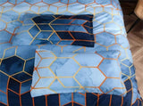 Geometric Print Duvet Cover - 3 Piece Blue Ombre Bedding Set Quilt cover 230x230cm-Pillow cover V888-ELOSUNG20758