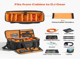 Rolling DJ Cable Bag, 1680D, Padded File Gig Bag with Wheels, 6 Detachable Divider, Travel Storage V952-DJSNB1680DZH0XLYB001V0