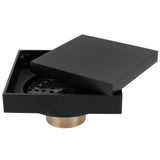Black Shower Floor Drain Copper Floor Drain Strainer for Kitchen Bathroom Balcony 10x10cm V1294-YM0901-3112210047711