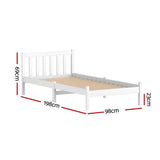 Artiss Bed Frame Single Size Wooden White SOFIE WBED-D-001S-WH