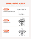 VEVOR 5 Qt 2 Pack Round Chafing Dish Buffet Set Full-Size Pan Stainless Steel V952-YXBLSTGK2JTYN0BW5V0