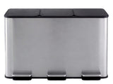 Toque Pedal Rubbish Bin Kitchen Trash Can Stainless Steel 3 x 18L Waterproof KT1050-SL-AU