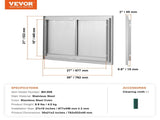 BBQ Access Door, 762x532 mm Double Outdoor Kitchen Door, Stainless Steel Flush Mount Door, Wall V952-SMABSCJMYS30M2GZNV0