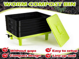 60L Large Worm Farm 3 Trays Worm Composter Bins Composting System Worm Tea V324-HO-WORMFGREEN-60L
