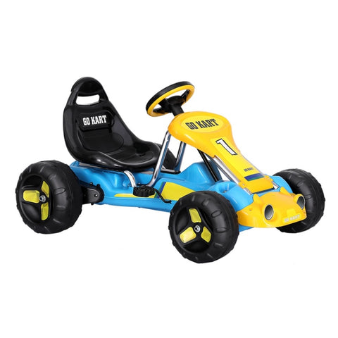 Rigo Kids Pedal Go Kart Ride On Toys Racing Car Plastic Tyre Blue GKRT-F1D-BU