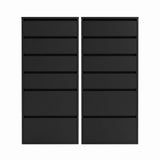 Artiss 2x Chest of 6 Drawers Dresser Tallboy Black FURNI-N-CDR-6D-BK-ABX2