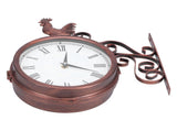 Iron Wrought Wall Clock Rooster Double Sided Antique Brass Wall Clock Round Roman Numeral Wall Clock V1294-YM0714-3115210164011