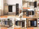 Artiss Pants Trolley Mobile Clothes Rack Clothing Stand with 30 Hangers Wheels Storage Organizer Bag HANGER-B-14-WHEEL-BK