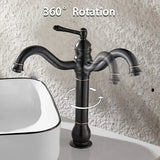 High Bathroom 360 Degree Rotatable Countertop Mixer, Retro Classic Brass Bathroom Basin V1189-LC-LY-00034