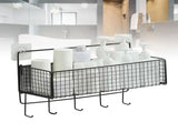 Wall Mount Storage Basket Multifunctional Iron Wall Hanging Organizer Rack with Hook for Kitchen V1294-YM0901-3117240211412
