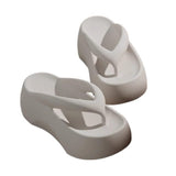 Sandals, 7CM Thick Sole Height-Increasing Flip Flops for Women, Summer Comfort Sandals for Beach & V1107-957-31224-BRN6