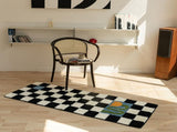 Runner Rug Black White Plaid Pattern Vintage Style Water Absorbent Stain Resistant Runner Carpet for V1294-YM0512-3117220256315