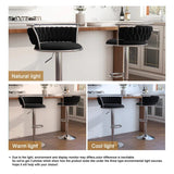 SERENIT Silver Swivel Upholstered Velvet Adjustable Height Counter Stool with Metal Frame Black V255-GP2311R-BLACK