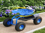 Gardeon Garden Seat with Wheels 360 Swivel Adjustable Height Rolling Stool 150kg GCT-BSK-360-BL