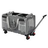 Pawz Pet Carrier 4 Wheel Portable Rolling Foldable PT1255-GY