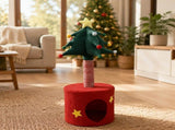 Festive Christmas Tree Cat Scratcher and Cozy Hideaway Condo All-in-One Cat Furniture with Plush V1341-ZY-4MZ58LRX