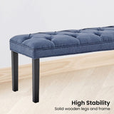 Cate Button-Tufted Upholstered Bench by Sarantino - Blue Linen BCH-438-BU