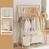 100x155cm Wood Clothes Rail Garment Rack with Freestanding Storage Shelf V63-840731