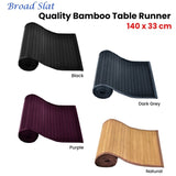 Broad Slat Bamboo Table Runner 140 x 33cm Dark Grey V442-JTC-TABLER-BAMBOORUNSG-GREY-RE