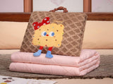 Brown Cartoon Cookie Pillow Blanket 2-in-1 for Winter Car and Office Use V888-ELOSUNG28614