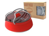 Red 1L Portable Collapsible Camping Kettle - Food-Grade Silicone Body with 304 Stainless Steel Base, V888-ELOSUNG45202