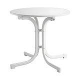 Gardeon Outdoor Side Table 80cm Folding Steel Round Bistro Desk Cafe Patio Furniture White ODF-TB-STFD-WH