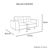 2 Seater Sofa Fabric Upholstery Grey Colour Pocket Spring Wooden Frame V43-SOF-DLAS-2S
