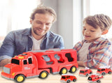 Red Double Storage Truck Toy with Music & Lights,.3"x13.3"x5.5" Inertial Engineering Car Set with V1370-AZ4-10576