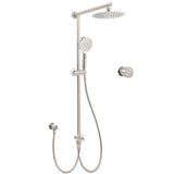 Brushed Nickel 8" Thin Rain Head Twin Shower Handheld Sliding Rail Arm Set With Mixer V1233-SC842BSHR002M4CNKSR108NKC1292BN