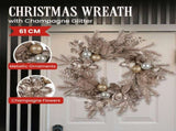 Christabelle Champagne Glitter Christmas Wreath - 61cm 112_SHD8066