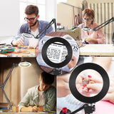 2-in-1 White LED Magnifier Desk Lamp With Clip - Hands-Free, Dimmable 3-Color Light for Crafts & V888-ELOSUNG393013