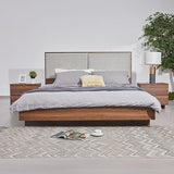 King Bed Frame with Melamine Finishing Fabric Upholstered Headboard LED Light V43-BED-MYLS-K