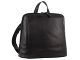 Milleni Ladies Nappa Leather Bag Twin Zip Backpack w/ Zipped Pocket - Black V563-NL3546-BLACK