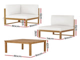 Gardeon 4-Seater Outdoor Sofa Set Wooden Lounge Setting 5PCS ODF-B-SOFA-TK-ABCDE