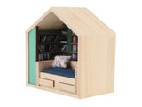 Miniature Bookshelf Handmade Wooden House Model with Small Pillows Funny Mini Bookshelf Ornament for V1294-YM0901-3115240127511