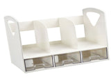 Magazine File Book Holder ABS Desktop Bookshelf Organizer with Drawer for Bedroom Office V1294-YM0901-3117240218011
