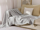 130*230CM Grey Nordic Solid Color Knitted Sofa Throw Blanket with Tassels - Waffle Weave Polyester V888-ELOSUNG17041