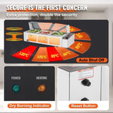 VEVOR Commercial Electric Food Warmer Countertop Buffet 3*8Qt with Glass Shield V952-SYSPBWQ312FSFY1YSV3