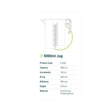 5L Measuring Jug Heavy Duty Clear Plastic Propylene Food Grade BPA 5 Pro-Jug V238-SUPDZ-33050509148240
