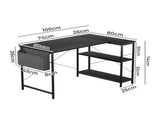 Levede L Shaped Computer Desk Corner Desk Black DH1052-100-BK