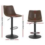 Artiss 4x Bar Stools Vintage Leather Swivel Gas Lift Brown BA-K-0224-BRX4