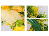 Yellow Rose Lemon Wreath for Spring Summer Front Door, 16 Inch Artificial Flower Wreath for V1366-AZ2-W-21194