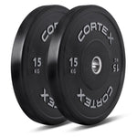 CORTEX 15kg Black Series V2 50mm Rubber Olympic Bumper Plate V420-CSWP-OBPV215-2