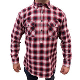 Mens Flannelette Long Sleeve Pullover Shirt 100% Cotton Flannel - Half Placket - Red/Navy - 9XL V563-FS-HP22-49-9XL
