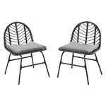 Gardeon 2x Outdoor Chairs Dining Chair Lounge Wicker Patio Furniture Black ODF-CHAIR-BST-BK-2X