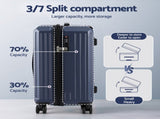Wanderlite 2pcs Trunk Luggage Suitcase Travel Carry On TSA Lock 12" 20" Navy LUG-ABS-TRUK-12-20-NA