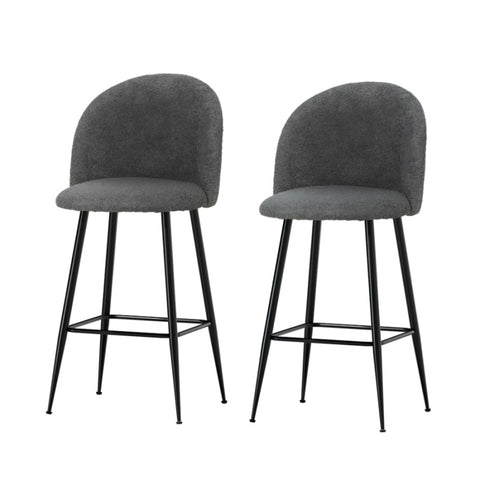 Artiss Bar Stools Kitchen Counter Barstools Sherpa Metal Chairs x2 BA-TW-8098-CHX2