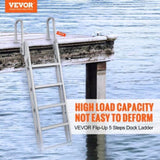 Dock Ladder Flip Up 5 Steps, 350lbs Load Capacity, Aluminum Pontoon Boat Ladder with 4" Wide Step & V952-MTXTSFSJFHXJDZKVCV0