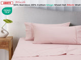 Accessorize 400TC Blush Bamboo Cotton Mega / Super Sheet Set 50cm Wall Queen V442-HIN-SHEETS-BAMBOOCOTTON50CM-BLUSH-QS