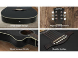 Alpha 41 Inch Acoustic Guitar Equaliser Electric Output Cutaway w/ Stand Black GUITAR-D-41-EQ-BK-CAPO